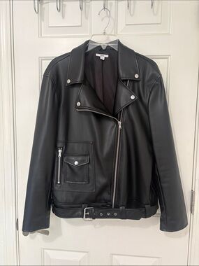 Bar lll Vegan Leather Motorcycle Jacket